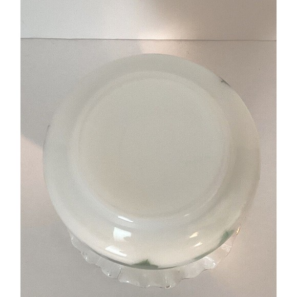 Consolidated Vintage White Glass Vase Hand Painted Ivy Ruffled Top - Picture 6 of 6